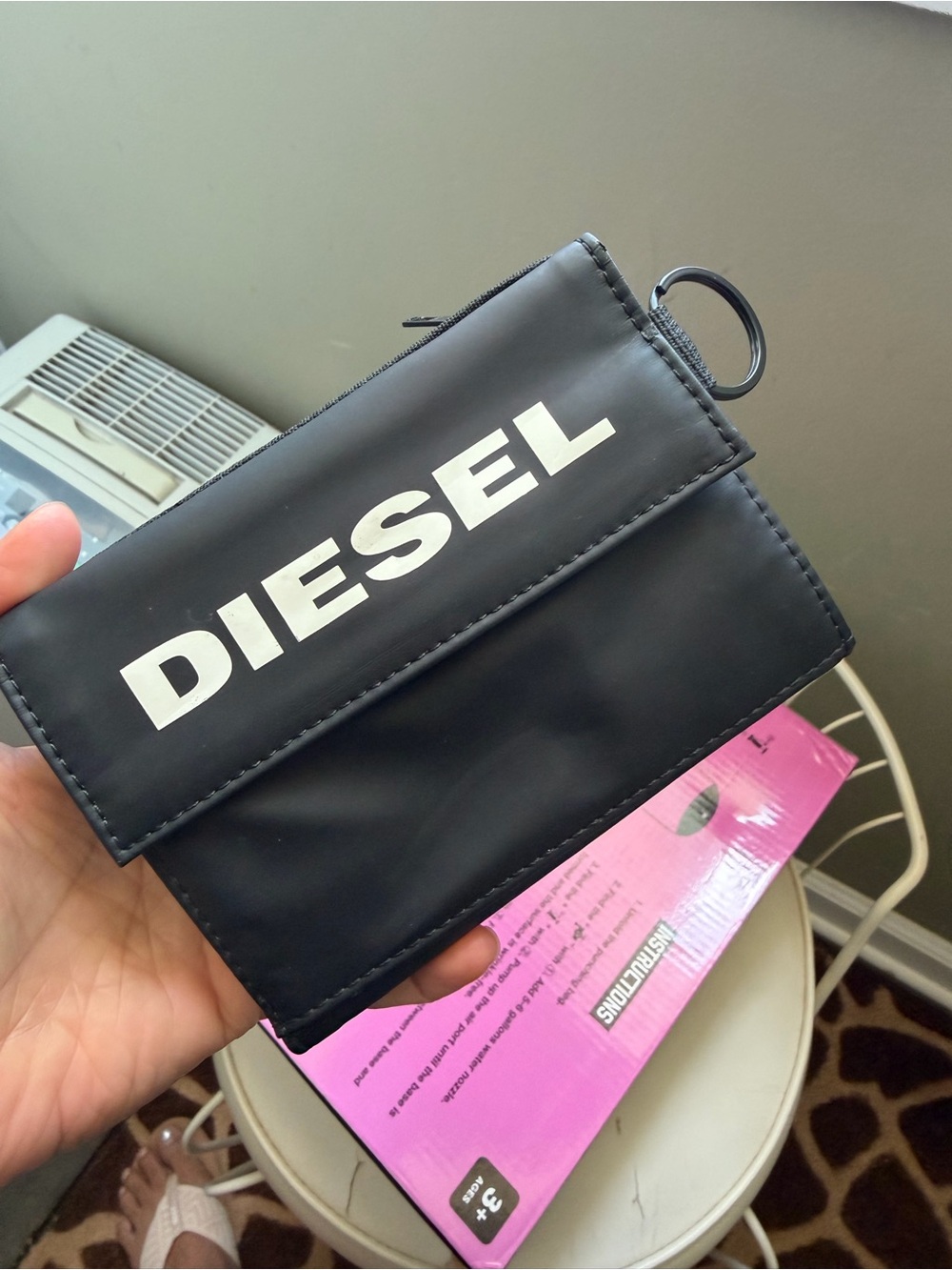 Diesel Black Wallet Pouch with White Logo